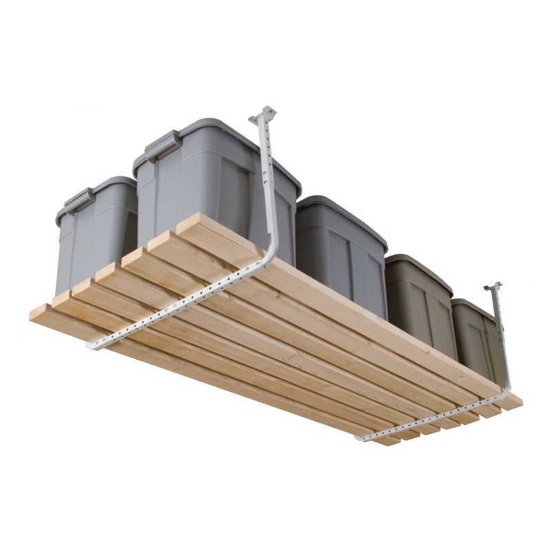 HyLoft 80842-10 33 in. x 34 in. Adjustable Garage Ceiling Mount Storage Rack Kit, Garage Overhead Storage Bracket, White - Image 1